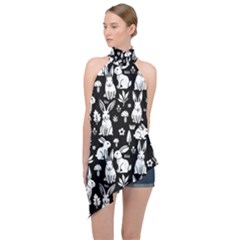 Halter Asymmetric Satin Top 