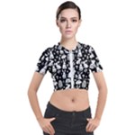 Easter bunny pattern Short Sleeve Cropped Jacket