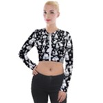 Easter bunny pattern Long Sleeve Cropped Velvet Jacket
