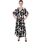 Easter bunny pattern V-Neck Boho Style Maxi Dress