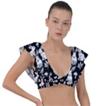 Easter bunny pattern Plunge Frill Sleeve Bikini Top