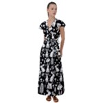 Easter bunny pattern Flutter Sleeve Maxi Dress
