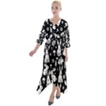 Easter bunny pattern Quarter Sleeve Wrap Front Maxi Dress