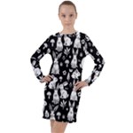 Easter bunny pattern Long Sleeve Hoodie Dress