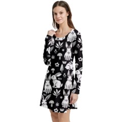 Long Sleeve Velour Skater Dress 