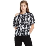 Easter bunny pattern One Shoulder Cut Out T-Shirt