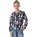 Easter bunny pattern Kids  Long Sleeve T-Shirt with Frill 
