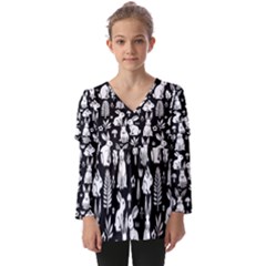 Kids  V Neck Casual Top 
