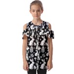 Easter bunny pattern Fold Over Open Sleeve Top