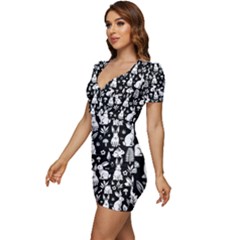 Low Cut Cap Sleeve Mini Dress 