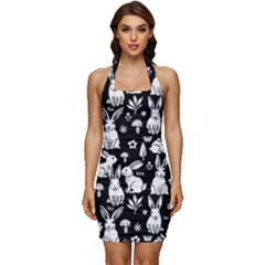 Sleeveless Wide Square Neckline Ruched Bodycon Dress 