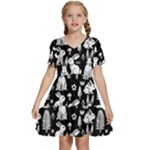 Easter bunny pattern Kids  Short Sleeve Tiered Mini Dress