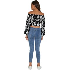 Long Sleeve Crinkled Weave Crop Top 