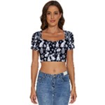 Easter bunny pattern Short Sleeve Square Neckline Crop Top 