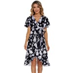 Easter bunny pattern Women s Kimono Wrap Satin Dress