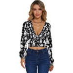 Easter bunny pattern Long Sleeve Deep-V Velour Top