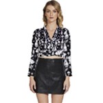 Easter bunny pattern Long Sleeve Tie Back Satin Wrap Top