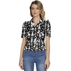 Puffed Short Sleeve Button Up Jacket 