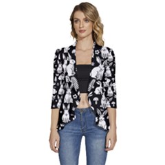 Women s 3/4 Sleeve Ruffle Edge Open Front Jacket 