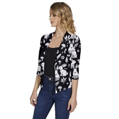 Women s Draped Front 3/4 Sleeve Shawl Collar Jacket 