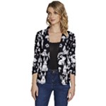 Easter bunny pattern Women s One-Button 3/4 Sleeve Short Jacket