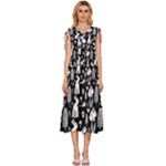 Easter bunny pattern V-Neck Drawstring Shoulder Sleeveless Maxi Dress