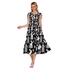 V-Neck Drawstring Shoulder Sleeveless Maxi Dress 