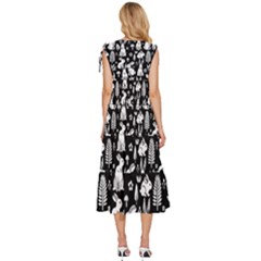 V-Neck Drawstring Shoulder Sleeveless Maxi Dress 