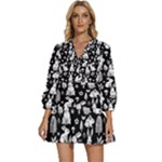 Easter bunny pattern V-Neck Placket Mini Dress