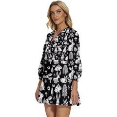 V-Neck Placket Mini Dress 