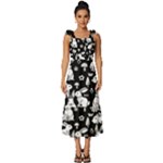 Easter bunny pattern Tie-Strap Tiered Midi Chiffon Dress
