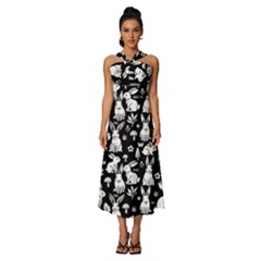 Sleeveless Cross Front Cocktail Midi Chiffon Dress 