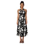 Easter bunny pattern Sleeveless Cross Front Cocktail Midi Chiffon Dress