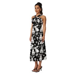 Sleeveless Cross Front Cocktail Midi Chiffon Dress 
