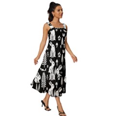 Square Neckline Tiered Midi Dress 