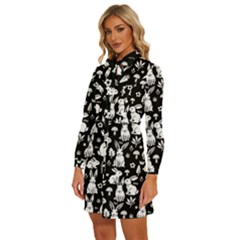 Women s Long Sleeve Bow Deco Button Up Dress 