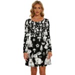 Easter bunny pattern Long Sleeve Wide Neck Velvet Dress