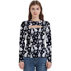 Easter bunny pattern Women s Cut Out Long Sleeve T