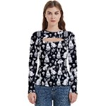 Easter bunny pattern Women s Cut Out Long Sleeve T-Shirt