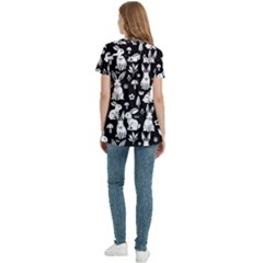 Women s Zip Front V-Neck Short Sleeve Casual Top Pocket Shirt 