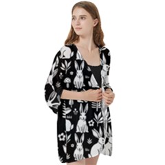 Open Front 3/4 Sleeve Batwing Chiffon Cardigan Kimono 
