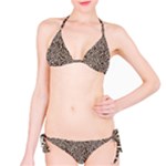 Brown Beige Snake Pattern Classic Bikini Set