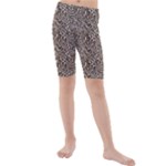 Brown Beige Snake Pattern Kids  Mid Length Swim Shorts