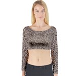 Brown Beige Snake Pattern Long Sleeve Crop Top