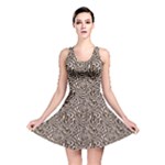 Brown Beige Snake Pattern Reversible Skater Dress