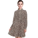 Brown Beige Snake Pattern Long Sleeve Chiffon Shirt Dress