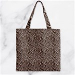 Brown Beige Snake Pattern Zipper Grocery Tote Bag
