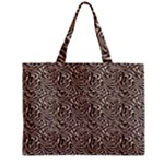 Brown Beige Snake Pattern Zipper Mini Tote Bag