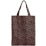 Brown Beige Snake Pattern Zipper Classic Tote Bag