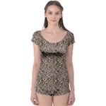 Brown Beige Snake Pattern Boyleg Leotard 